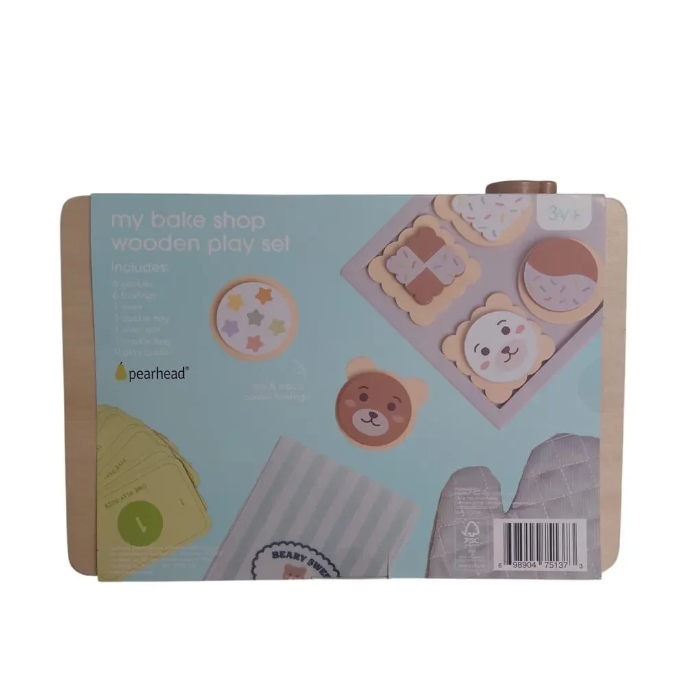 NEW Pearhead Wooden Bakery Montessori Pretend Play Toy Set NIB